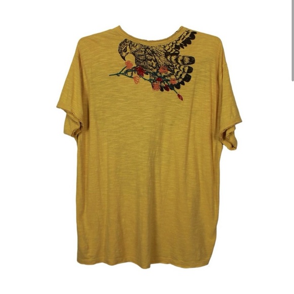 We The Free Mustard Yellow Embroidered Eagle T-shirt - Picture 2 of 5